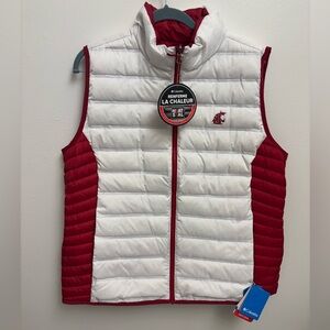 Columbia WSU Puffer Vest Red and White Down Filled Reversible Women’s XL NWT